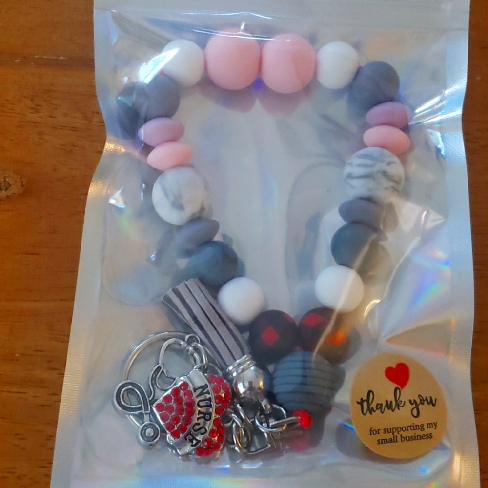 Silicone ball stretch wrist keychain